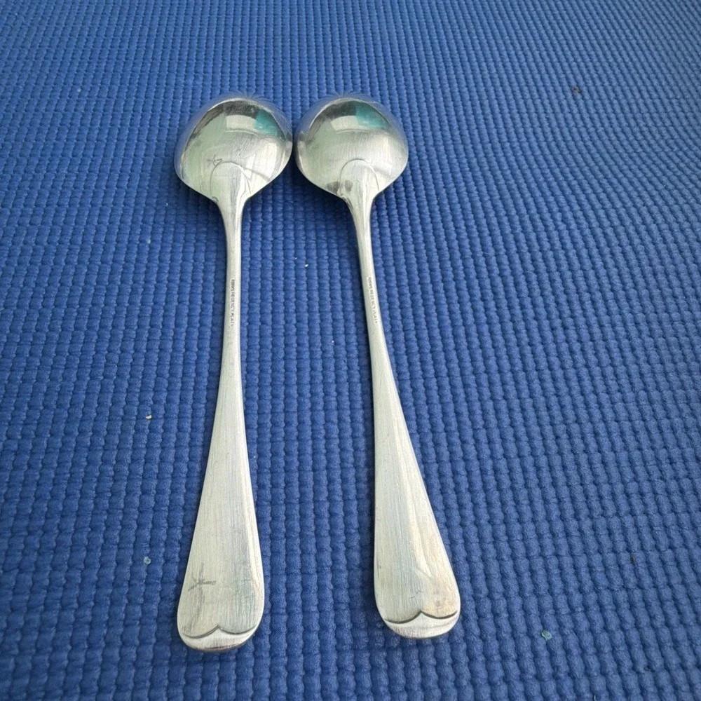 Vintage Set 2 SERVING SPOONS 9